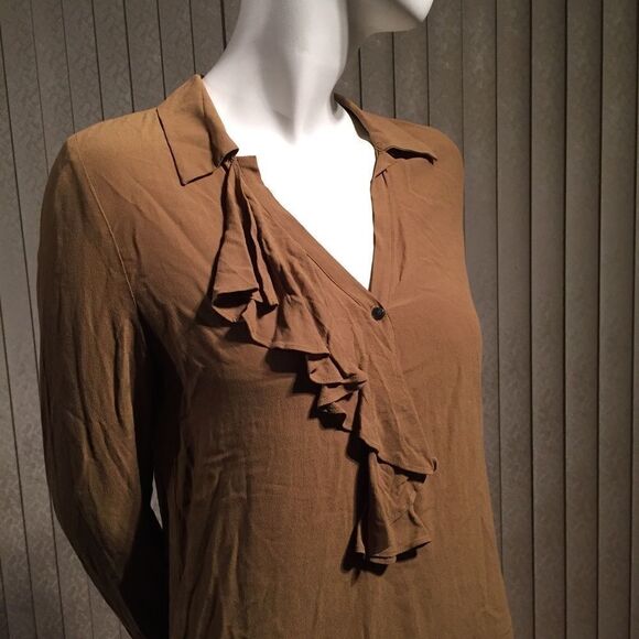 Free People Frill button front tunic olive green - Picture 1 of 5